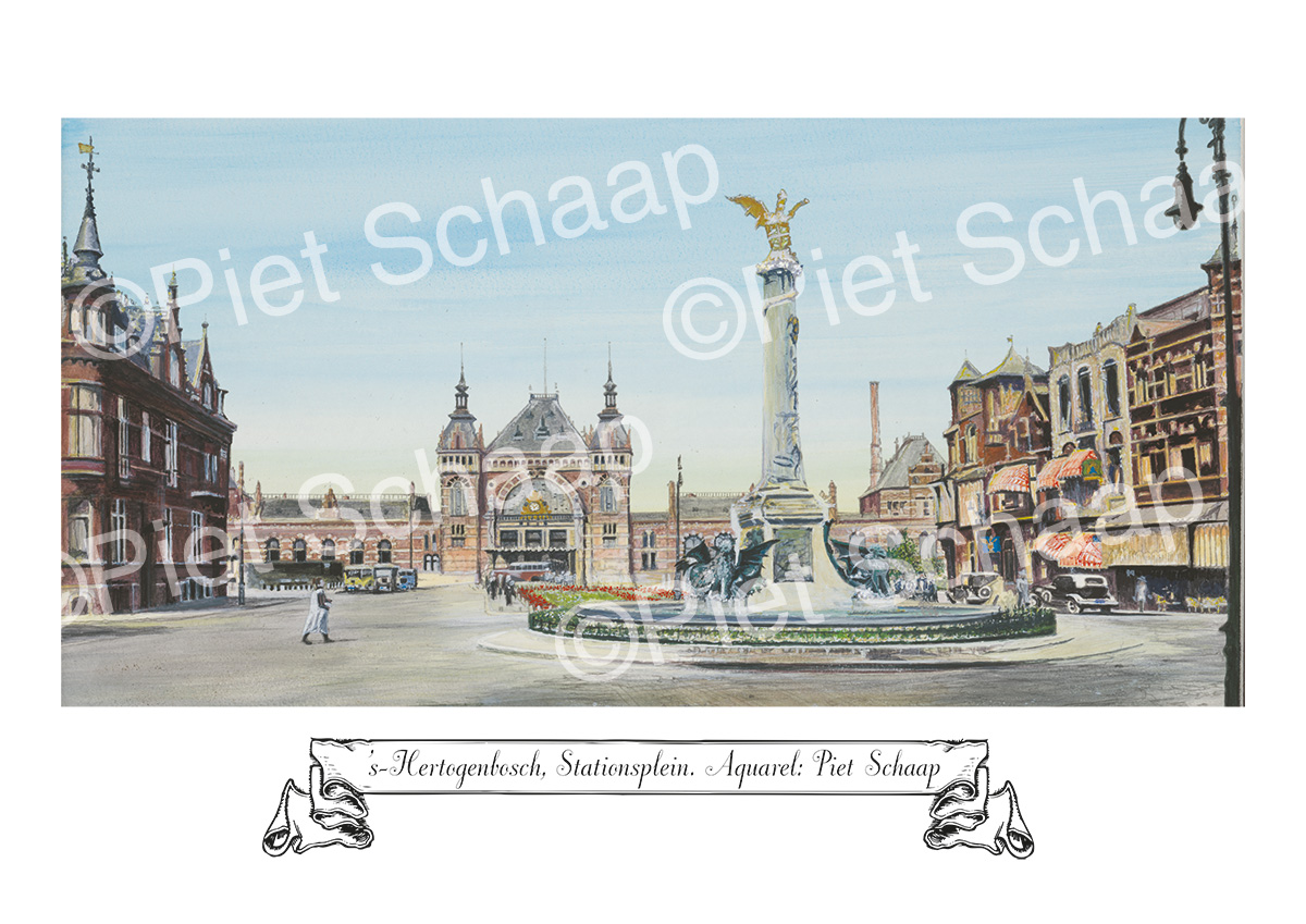 d'n draak, Den Bosch — reproductie op aquarelpapier